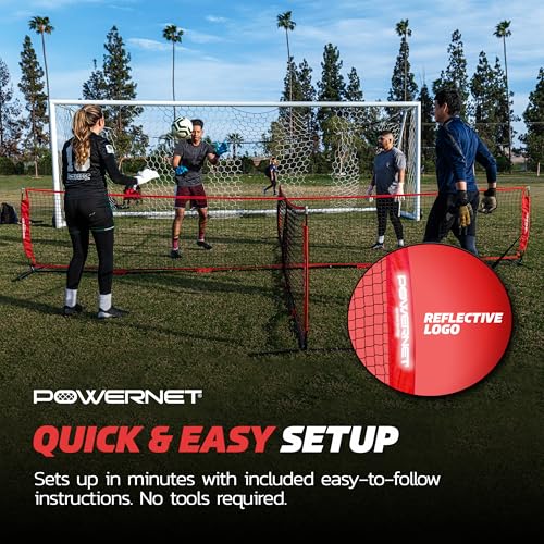 PowerNet 4 Way Soccer Net, Portable Indoor & Outdoor Soccer Training, Game and Training Equipment for Adults and Kids, Ideal for Backyard, Park or Beach, 2 Sizes