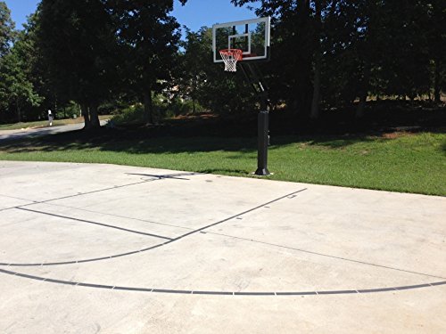 Ronan Sports | Made in USA | Basketball Court Marking Kit | Key, Free Throw & 3 Point Lines | Reusable Cardboard Stencil | (3) 9" Plastic Cones | Basketball is Life Stencil | Paint Options Available