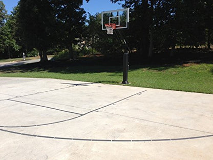 Ronan Sports | Made in USA | Basketball Court Marking Kit | Key, Free Throw & 3 Point Lines | Reusable Cardboard Stencil | (3) 9" Plastic Cones | Basketball is Life Stencil | Paint Options Available