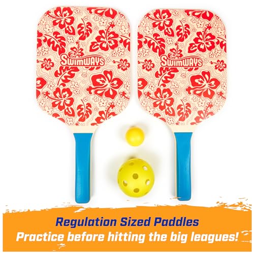 Swimways Hydro Paddle & Pickleball Set, Pickleball Paddles and Balls for Pool, Lake and Beach Games, Outdoor Toys for Kids and Adults Aged 5 & Up
