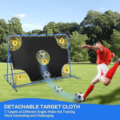FAHKNS Three Modes of Soccer Goal, Target Net and Rebound Net, Precision Training, Tear-Resistant, Corner Kick Training, Suitable for Children and Teenagers Control (6x4FT)