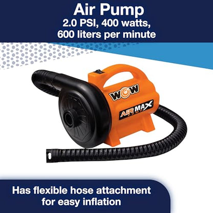 Wow Sports 120V AC Electric Pump - 600 L/min Air Inflator - 5 Adapters - for Inflatables - Orange
