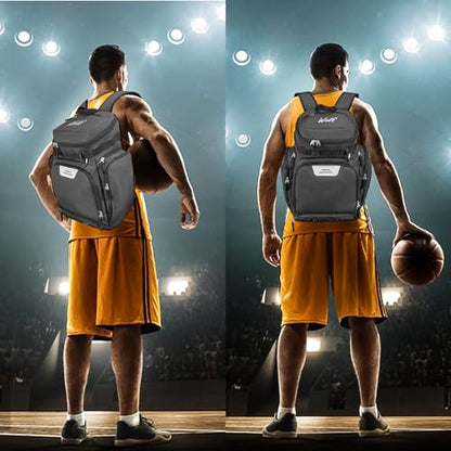 WOLT Basketball Bag Backpack with Separate Ball Compartment and Shoes Pocket, Gym Bags for Men, Large Sports Bag for Basketball, Soccer, Volleyball, Baseball - color: DarkGrey