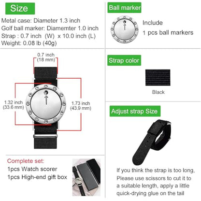 Golf Score Counter, Golf Ball Marker with Golf Clicker Counter Bracelet, Golf Ball Markers, Golf Accessories, Golf Gifts for Men Golfers
