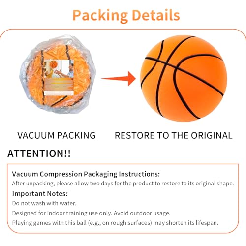 Silent Basketball-Size 7 (29.5") Upgrade Dribble Dream Silent Basketball, Grooved Airless Foam Technology for Soundless for Foam Indoor Training Ball for Various Indoor Activities