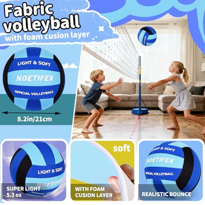 Soft Volleyball-Super Soft Fabric Light Volleyball for Indoor Practice Safe and Quiet Kids Youth Beginners House Yard Training Practice Games(Deflated)