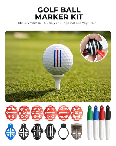 Complete Golf Accessories Set - Golf Grip Trainer, Golf Swing Trainer Arm Band, Golf Hitting Mat and Golf Ball Marker Kit, Golf Training Aid for Improving Swing Technique for Home & Outdoor Practice