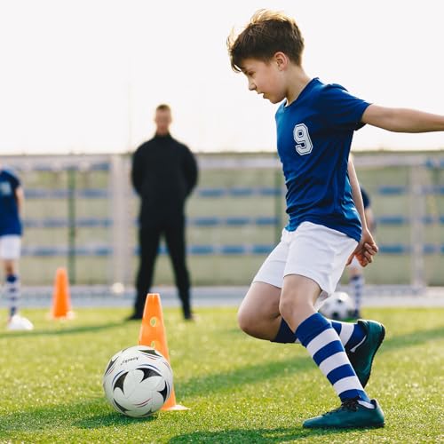 Aoneky Soccer Ball with Pump - color: 1 Pack with 1 Pump - White/Black/Blue/Red, size: 5