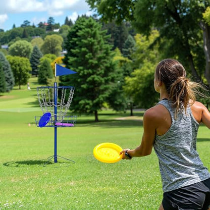 Yaheetech Disc Golf Basket Portable Disc Golf Practice Set 12/24 Chain w/Basket Target and Double Steel Chains for Outdoor - color: Blue
