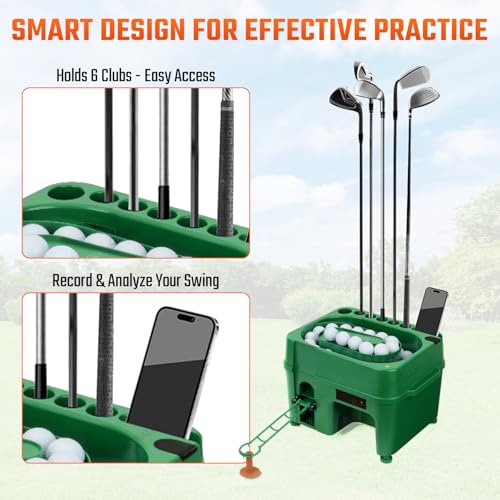 Infrared Automatic Golf Ball Dispenser, Fully Automatic Golf Tee Machine with 5000MAH Battery & Phone Mount, for Driving Range, Indoor Simulators & Outdoor Practice