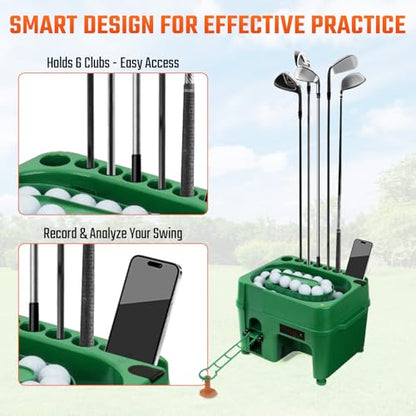 Infrared Automatic Golf Ball Dispenser, Fully Automatic Golf Tee Machine with 5000MAH Battery & Phone Mount, for Driving Range, Indoor Simulators & Outdoor Practice