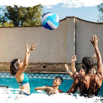 Leitee 3 Pcs 8.5 Inch Waterproof Soft Beach Volleyball Swimming Pool Water Volleyball with Soft Cover and Pump for Teens Adults Outdoor Indoor Pool Beach Play Training Practice(Blue)