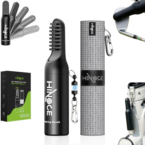 Golf Club Cleaner with 360° Rotating Protective Cover, Magnetic Golf Brush and Towel Cleaning Set, Best Golf Gift Essential Golf Bag Accessories for Men