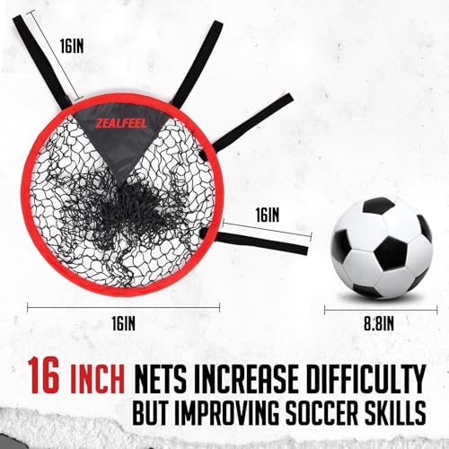 ZEALFEEL Soccer Goal Target for 2 Pcs, 16-in Top Bins Soccer Target Goal for Corner Shooting Accuracy Training, Easy to Attach and Detachable, Portable Soccer Goal with Carry Bag for Teens and Adults