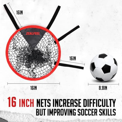 ZEALFEEL Soccer Goal Target for 2 Pcs, 16-in Top Bins Soccer Target Goal for Corner Shooting Accuracy Training, Easy to Attach and Detachable, Portable Soccer Goal with Carry Bag for Teens and Adults
