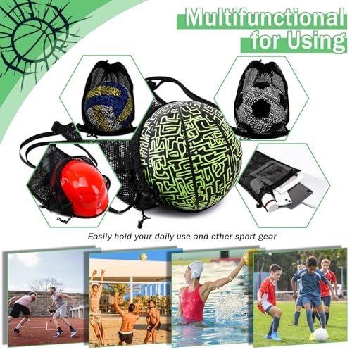 STAY GENT Drawstring Basketball Backpack for Boys, Foldable Soccer Backpack Gym Bag Sackpack Sports Sack with Detachable Ball Mesh Bag for Volleyball Baseball Yoga - color: Pitch Black