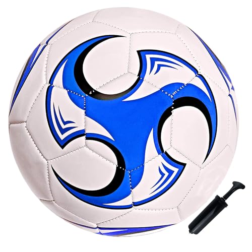 Soccer Ball Size 3,4,5 with Pump Needle Anti-Explosion Design Indoor Outdoor Suitable for Kids School Training Practice or Boys Girls Toddlers Gift - color: Blue, style: Size 4