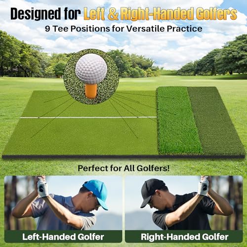 Golf Hitting Mat 6x4ft Golf Mats Practice Indoor Outdoor with 20mm EVA Base Golf Practice Mat with 9 Hitting Holes Ideal for All Levels