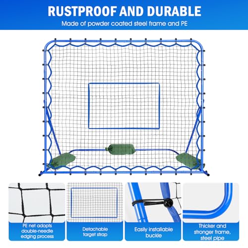 Soccer Baseball Rebounder Net, Soccer Goal Net, Volleyball Softball Rebound Pitchback Net Quick-Switch Angle Training for Control, Passing Practice, Bounce Back Rebounder Goals Gifts Trainer Equipment