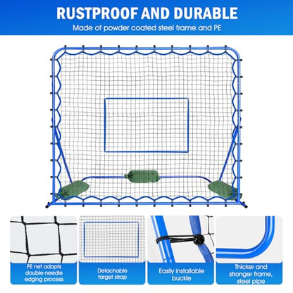 Soccer Baseball Rebounder Net, Soccer Goal Net, Volleyball Softball Rebound Pitchback Net Quick-Switch Angle Training for Control, Passing Practice, Bounce Back Rebounder Goals Gifts Trainer Equipment
