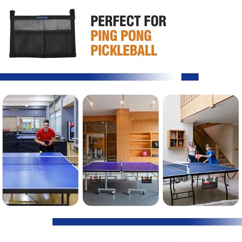 Ping Pong Paddle Case with Mesh Storage Bag, Under Table Tennis Racket Holder for Balls & Paddles, Hanging Pickleball Paddle Rack Organizer, Easy Install Ping Pong Ball Holder with Straps
