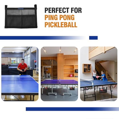 Ping Pong Paddle Case with Mesh Storage Bag, Under Table Tennis Racket Holder for Balls & Paddles, Hanging Pickleball Paddle Rack Organizer, Easy Install Ping Pong Ball Holder with Straps