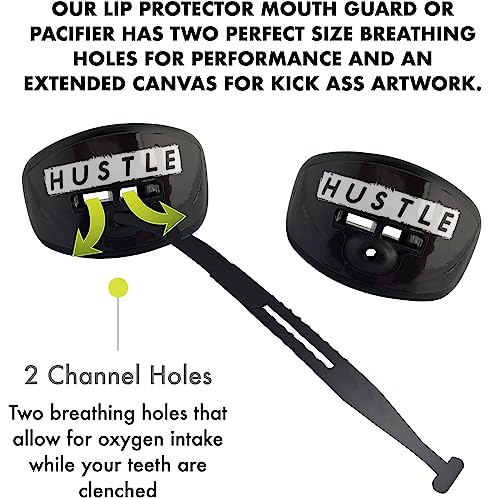 DAMAGE CONTROL Pacifier Mouthpiece – Football Mouthguard with Helmet Strap, Protects Teeth, Jaw & Mouth – Mouth Piece for Sports, No Boiling, Allows Airflow – Gear for Adults & Youth (Hustle) - color: Hustle