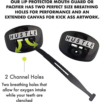 DAMAGE CONTROL Pacifier Mouthpiece – Football Mouthguard with Helmet Strap, Protects Teeth, Jaw & Mouth – Mouth Piece for Sports, No Boiling, Allows Airflow – Gear for Adults & Youth (Hustle) - color: Hustle