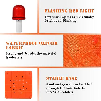 WHDZ 28 inch Collapsible Traffic Cones with LED Light Multi Purpose Pop up Reflective Safety Cones 4 Pack Orange - color: Orange