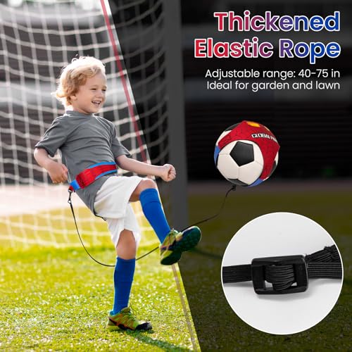 Global Park Soccer Trainer Adjustable Waist Belt - Football Training Equipment Aid for Ball Control, Passing & Shooting, Kick Throw Trainer Solo Practice Volleyball, Rugby for Kids Adults at Home - color: Red