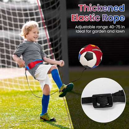 Global Park Soccer Trainer Adjustable Waist Belt - Football Training Equipment Aid for Ball Control, Passing & Shooting, Kick Throw Trainer Solo Practice Volleyball, Rugby for Kids Adults at Home - color: Red