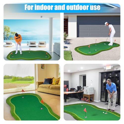 Golf Putting Green/Mat-Golf Training Mat- Professional Golf Practice Mat- Green Long Challenging Putter for Indoor/Outdoor - style: 4.8x8ft mat