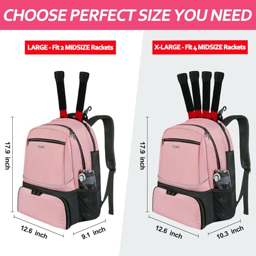 Ytonet Tennis Bag Tennis Backpack for Women Men 2 Rackets with Insulated Pocket Ventilated Shoe Compartment