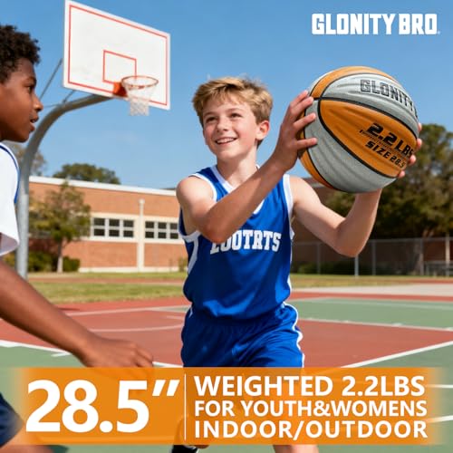 Weighted Basketball Non-Slip 28.5"/29.5", 2.2LBS/3LBS, Outdoor/Indoor Heavy Training Ball, Used to Increase Strength