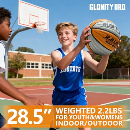 Weighted Basketball Non-Slip 28.5"/29.5", 2.2LBS/3LBS, Outdoor/Indoor Heavy Training Ball, Used to Increase Strength