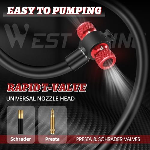 WEST Biking Updated Bike Pump with Gauge, High Pressure 260Psi, Bicycle Floor Pump Inflator for Road Bike MTB