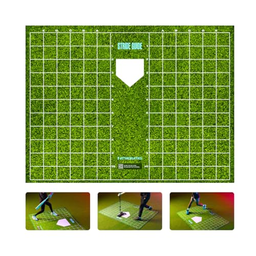 Baseball and Softball Hitting Mat with Batting Stance Alignment Guide - 6 x 5.5 ft. Baseball Stride Baseball Hitting Trainer. Helps Self Correction.