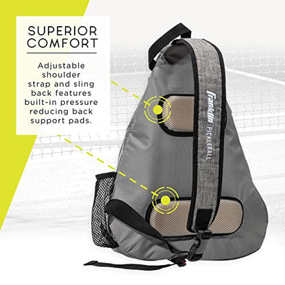 Franklin Sports Pickleball Bags - Sling Bag Backpack for Gear + Equipment - Men + Women - Holds Paddles, Balls + Accessories - color: Gray