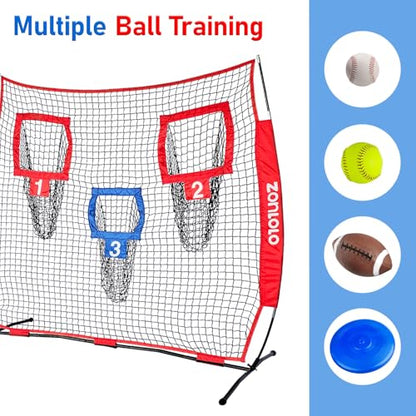 Zonlolo 6x6ft Football Training Net, Football Throwing Net with 3 Target Pockets, Portable QB Throwing Practice Equipment with Small Carry Bag,Most Suitable for Kids - color: Red