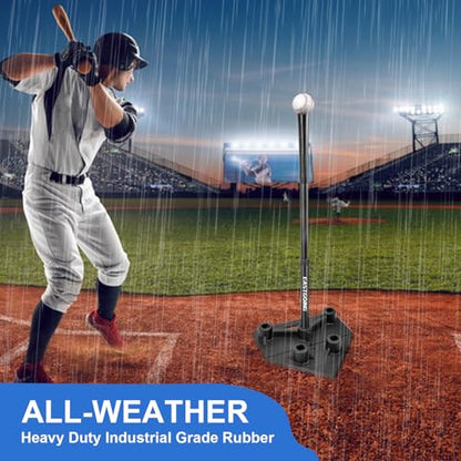Heavy Duty Baseball and Softball Portable Travel Batting Tee.Adjustable 5-Position Baseball and Softball Batting Tee.Hitting Tee for Any Age Player Baseball - color: Black+ bag