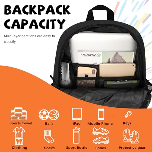Goloni Basketball Backpack Bag,35L Basketball Bag with with Separate Ball & Shoe Compartments,Large Sports Bag for Basketball - color: black