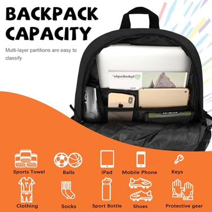 Goloni Basketball Backpack Bag,35L Basketball Bag with with Separate Ball & Shoe Compartments,Large Sports Bag for Basketball - color: black