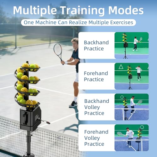 Remote Control, Tennis Ball Machine, Portable Tennis Ball Tosser with Triangular Base, 33 Ball, for Self-Play Ball Launcher Beginners, Kids, Coaches, Home-Court Luxurymodel