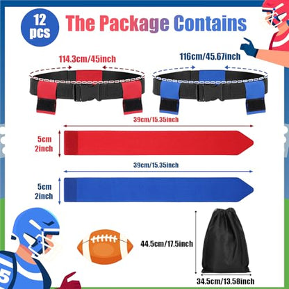 16 Pcs Flag Football Belts, Adjustable Flag Football Set with Flags, Suitable