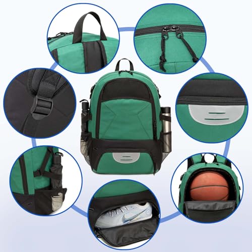 Basketball Bag Backpack, Large Capacity Sports Equipment Bags for Basketball, Soccer, and Volleyball. - color: green