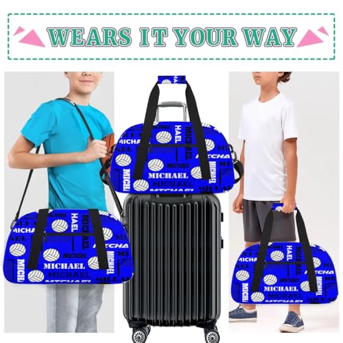 Custom Volleyball Gym Bag Duffel Bag for Women Men, Personalized Name Sport Bag Overnight Bags Customized Travel Weekender Bag, Navy - color: Navy
