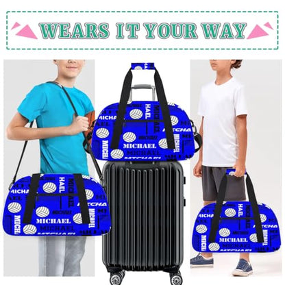 Custom Volleyball Gym Bag Duffel Bag for Women Men, Personalized Name Sport Bag Overnight Bags Customized Travel Weekender Bag, Navy - color: Navy