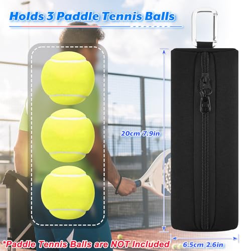 Padel Ball Holder Portable Paddleball Storage Bag with Metal Hook, Paddle Tennis Ball Carry Bag Holds 3 Pcs Regular Paddleball, Tennis Training Accessories Pouch