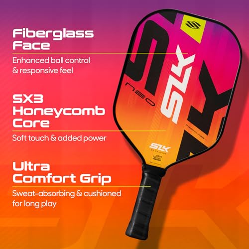Selkirk Sport SLK Pickleball Paddles Set of 2 | Designed in The USA | Choose The SLK Neo Graphite, SLK Neo Fiberglass Pickleball Set or SLK Atlas Pickleball Bundle - color: Red & Blue | Neo Fiberglass
