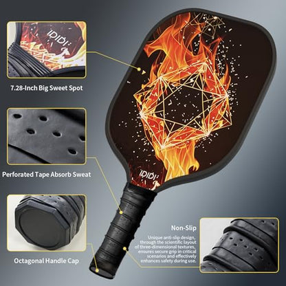 Fiberglass Pickleball Paddle Set-2 Pickleball Rackets, 12 Balls and 2 Portable Carry Bag,Pickleball Racquet Set for Men, Women, Kids, Adults